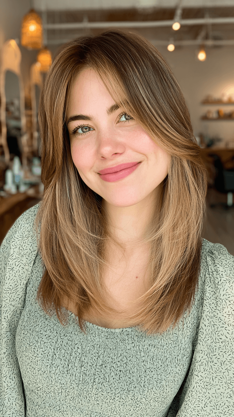 15 wunderschöne mittellange Frisuren mit Stufen und Curtain Bangs